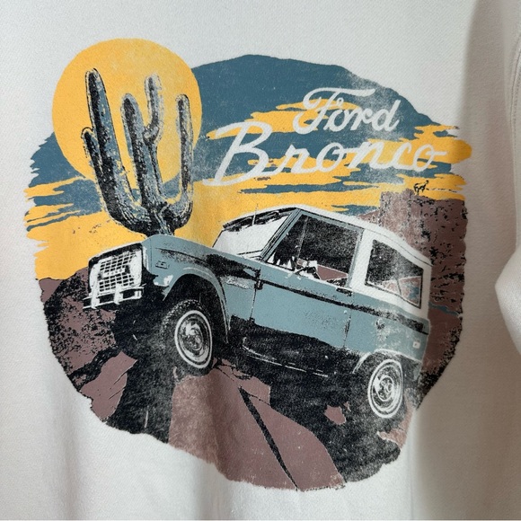 HYBRID Apparel Cream Official Licensed Blue Ford Bronco Crewneck Sweatshirt XL - Picture 4 of 8